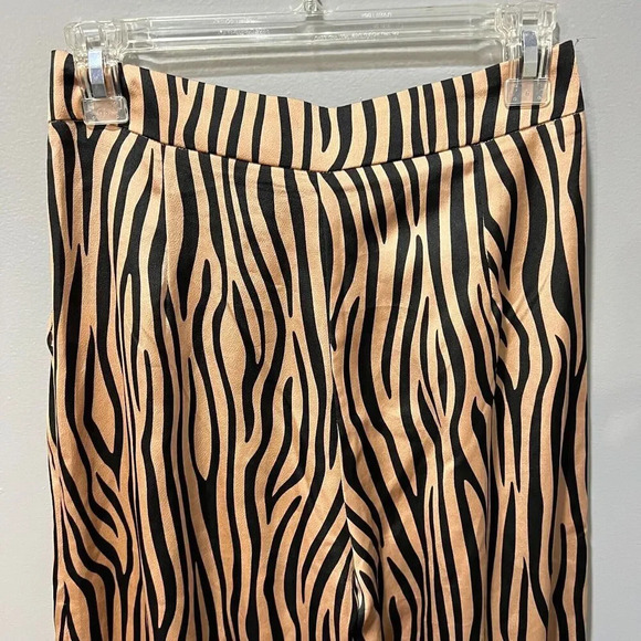 Fashion Nova Womens Brown Tiger Print Wide Leg Pants Small High Waist Pockets - Picture 11 of 15